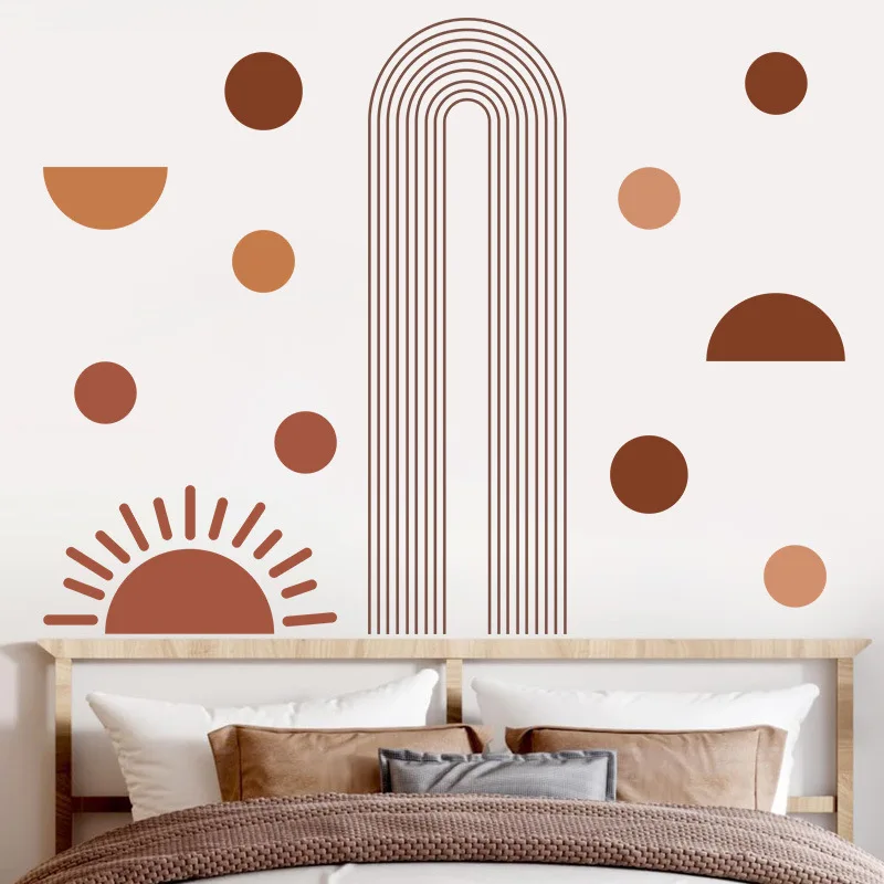 

Boho Geometric Line Arch Sun Wall Sticker DIY Self-adhesive PVC Wallpaper Modern Minimalist Living Room Sofa TV Background Decor