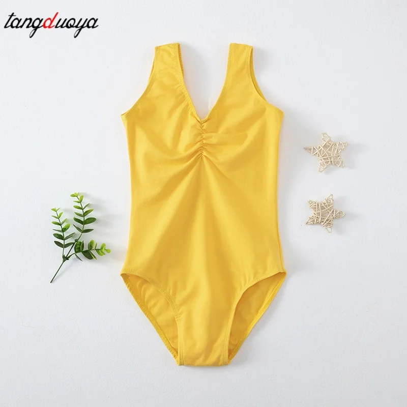Wholesale Cheap Kids Girls Children Training Dance Wear White Black Pink Sleeveless Cotton Ballet Gymnastics Leotard