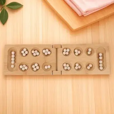 Mancala – jeu d'échecs pliable en bambou, 1 pièce, pour un rangement facile, entraînement au jeu éducatif léger