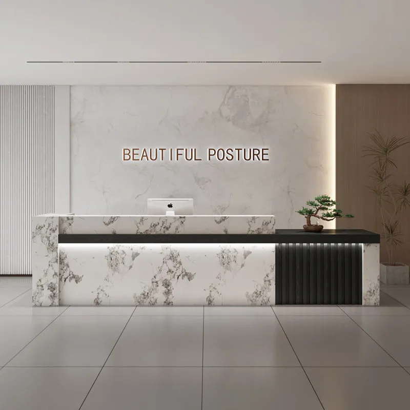 

Light Luxury Elegant Reception Desks Business Service Counter Stands Reception Desks Counter Checkout Bureau Office Furniture