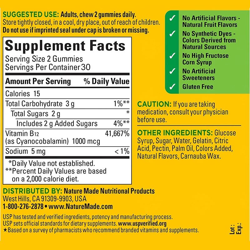 Vitamine B12-Soutient le métabolisme énergétique, l'humeur, l'énergie, la santé du cœur et des yeux