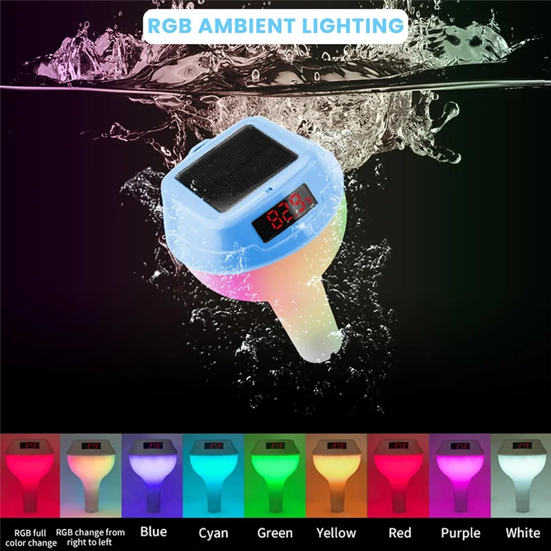 ABAH-For Floating Easy Read Large Solar Panel And LED Screen Thermometer IP68 Waterproof Thermometer