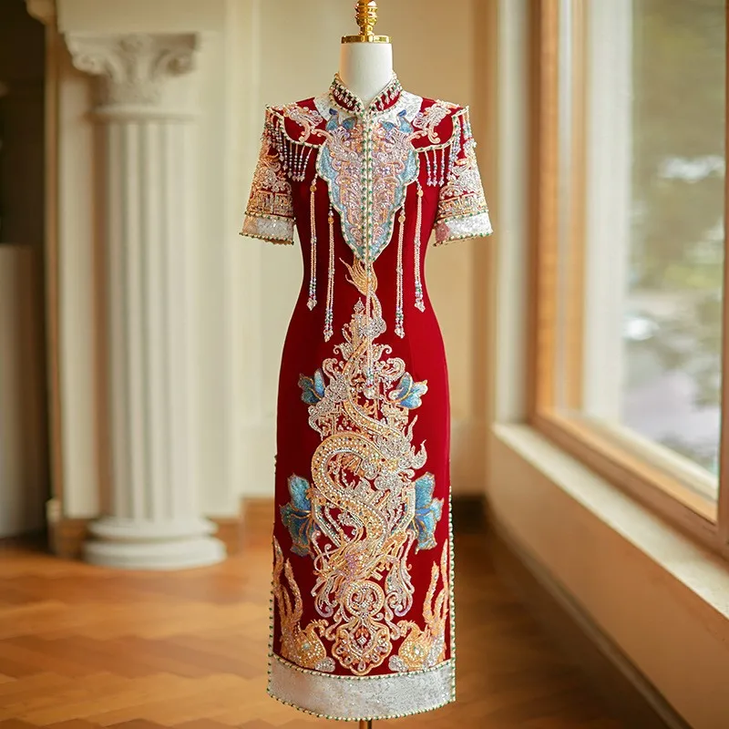 

Новый стиль свадебного платья для тостов в китайском стиле Cheongsam.