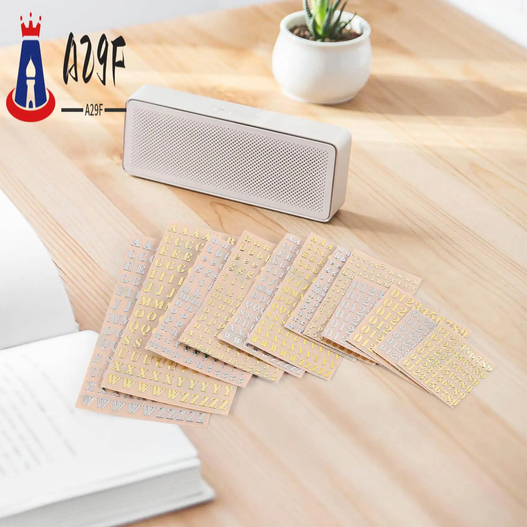 

A29F-12 листов наклейки из смолы с буквами, наклейки с маленькими буквами и цифрами для искусства из смолы, самоклеящиеся наклейки из блестящего сплава