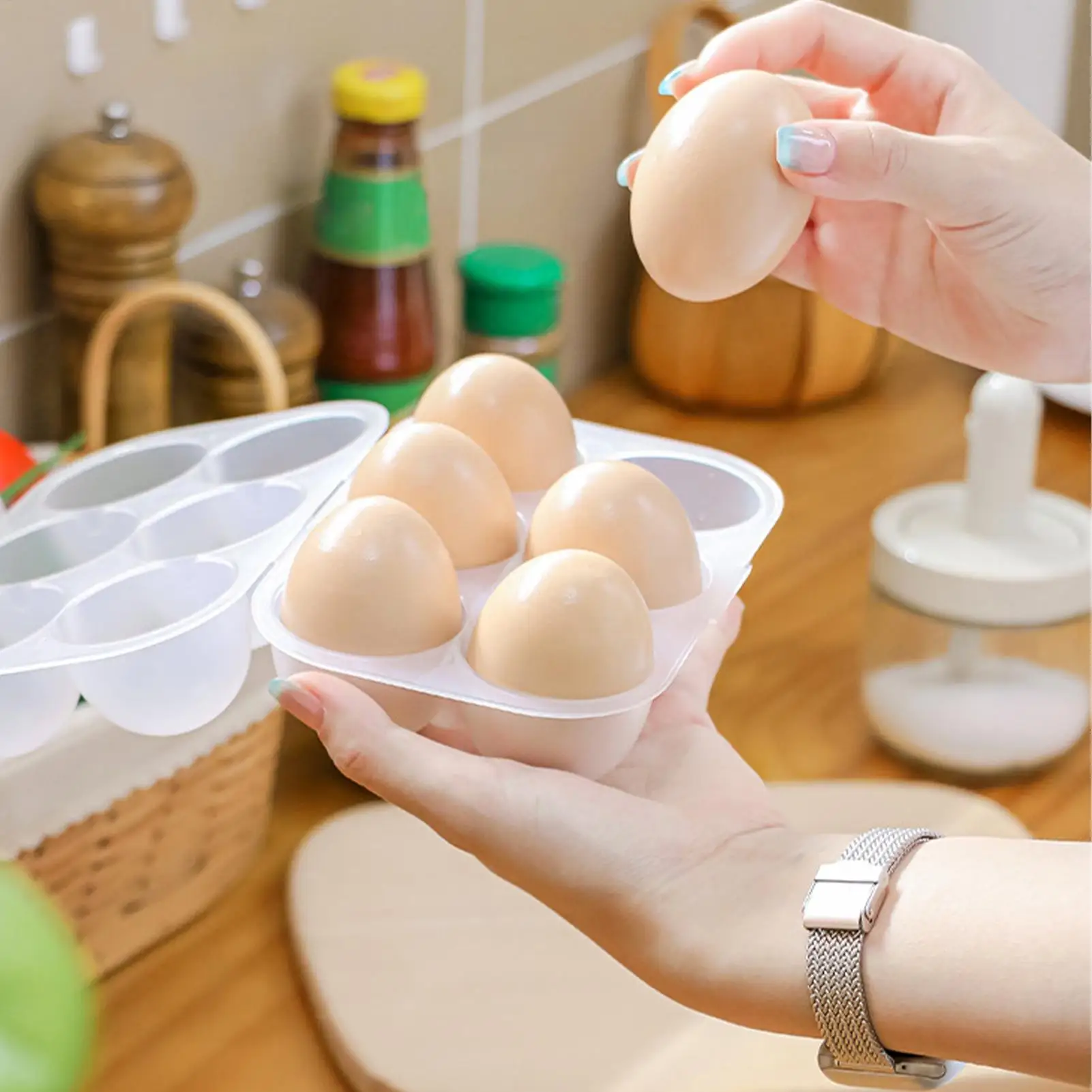 Clear Egg Holder 6 Egg Container Egg Basket for Refrigerator Camping Picnic Hiking Travel Outdoor Egg Carriage Egg Dispenser