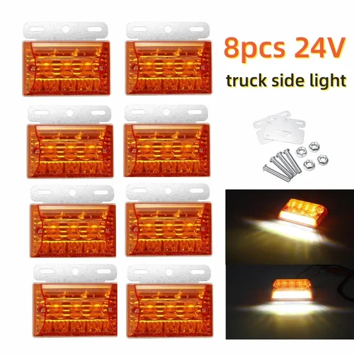 Imagen 2 del producto 4 uds/8 Uds 24V 20 LED marcador lateral luz trasera de advertencia externa lámpara indicadora de liquidación camión barco remolque caravana Camper ámbar