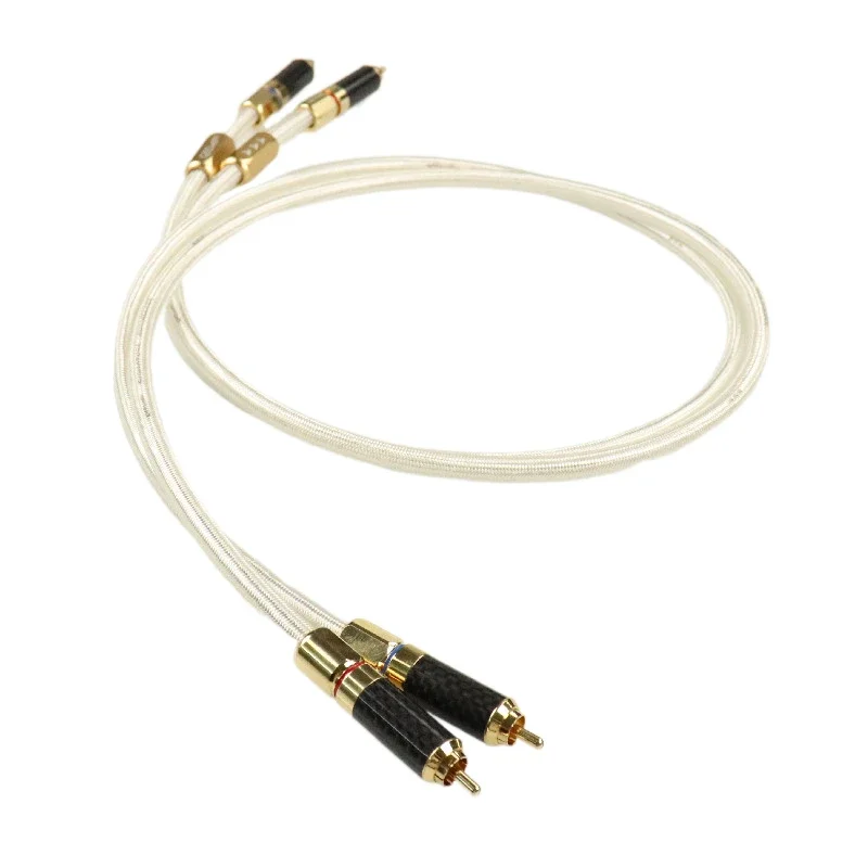 QED E.DORIS D Series D19 5N OFC Silver Plated , RCA Interconnect Audio Cable with Carbon Fiber Gold-Plated  Plug