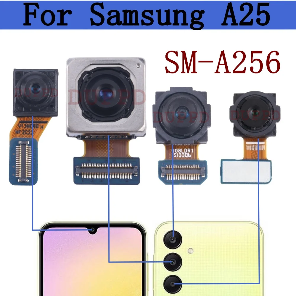 Front Rear Camera For Samsung Galaxy A25 5G SM-A256B A256E A256U Wide Macro Main Back Camera Module Flex Cable