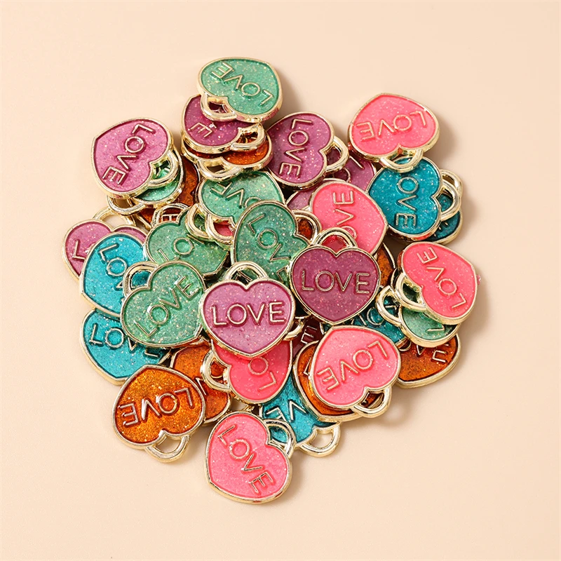

20pcs 14x15mm Cute Enamel Love Heart Charms Pendants for Making Earrings Necklaces Bracelets DIY Handmade Craft Jewelry Findings