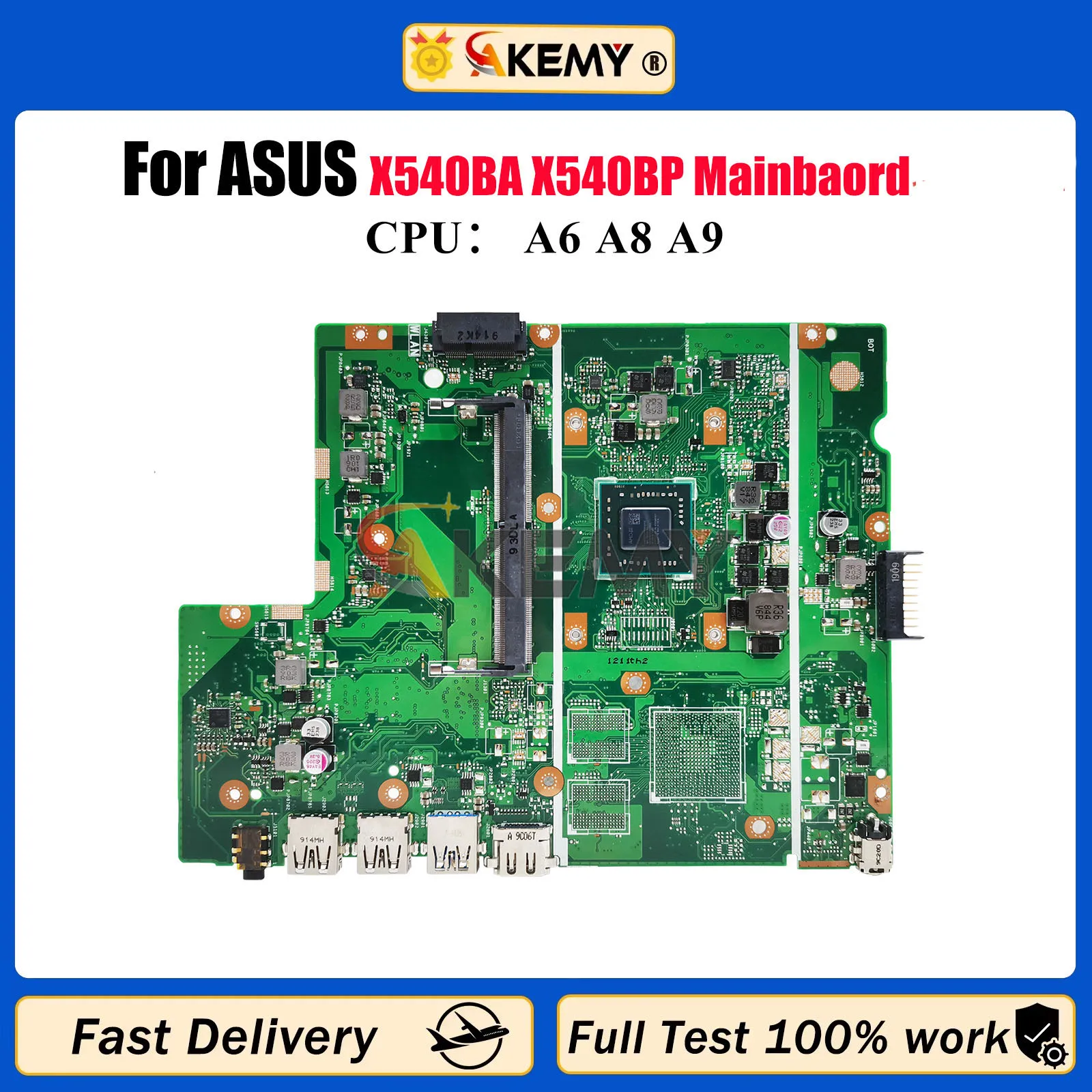 

Материнская плата для ноутбука ASUS VivoBook X540B R540B F540B A540B D540B X540BA X540BP, материнская плата для ноутбука с процессором A6 A8 A9, stk