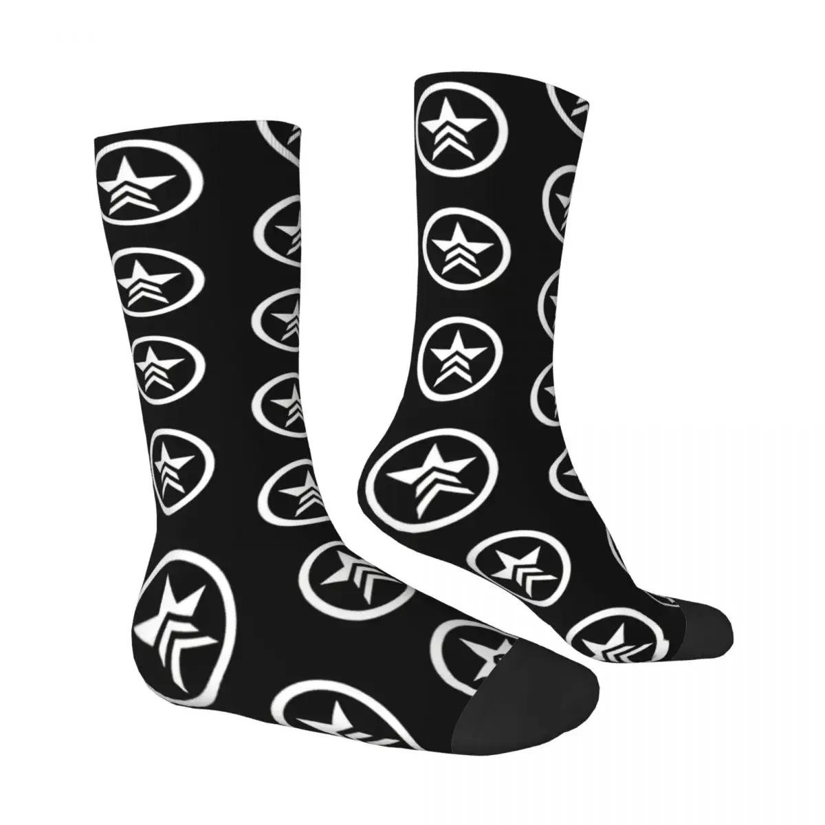 Funny Crazy Sock for Men Renegade Black Hip Hop Harajuku Mass Effect Game Happy Pattern Printed Boys Crew Sock Casual Gift