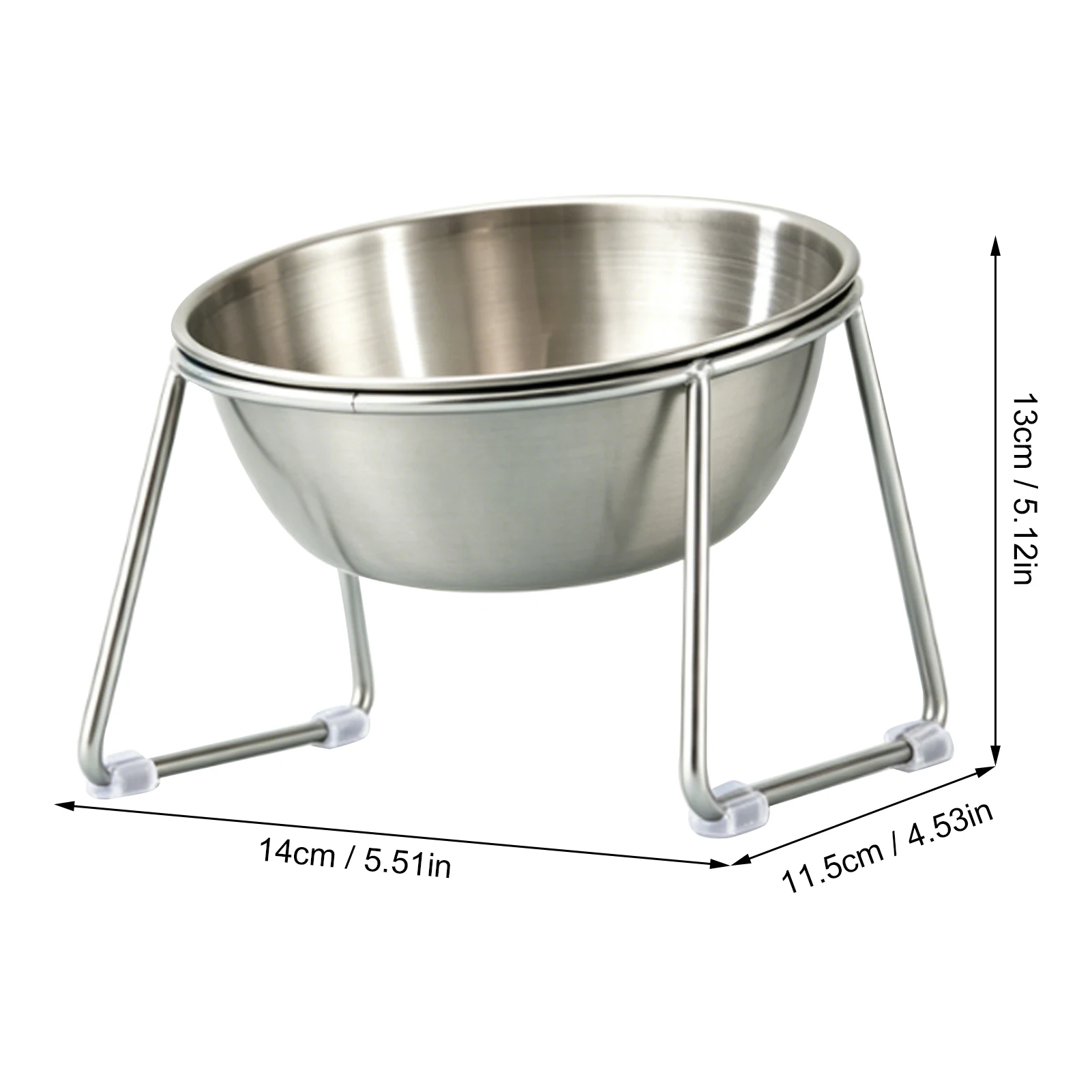 Elevated Cat Bowl 304 Stainless Steel 15 Degree Tilted Anti Slip Raised Dog Dish with Stand Anti Vomiting Neck Protection
