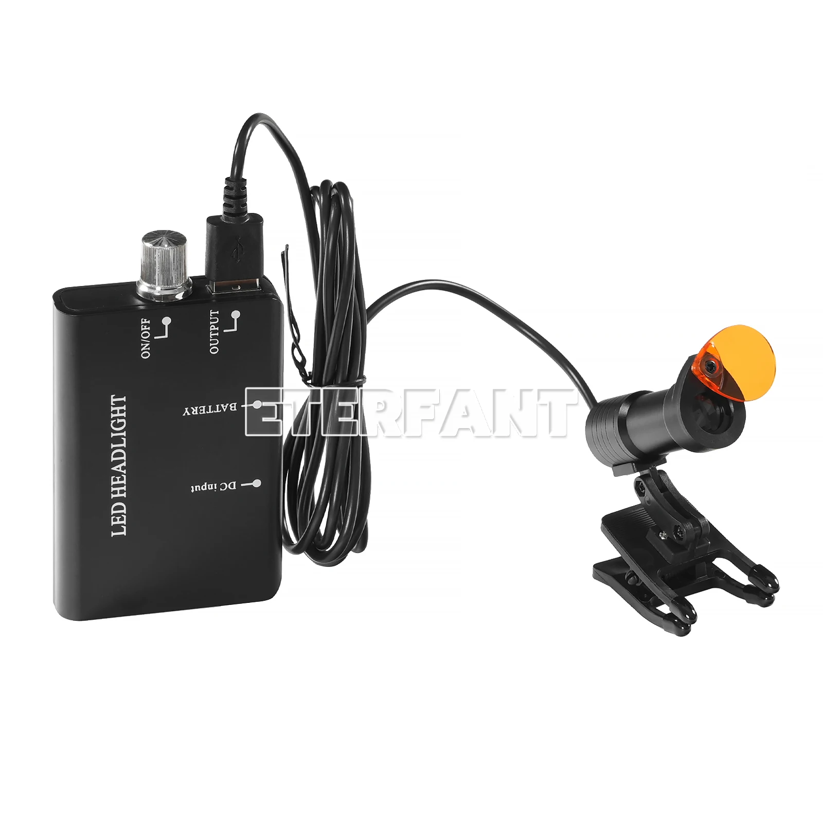 

ETERFANT Dental 5W LED Headlight Lamp Metal Clip with Filter for Binocular Loupe Adjustable Brightness 15000-30000lux
