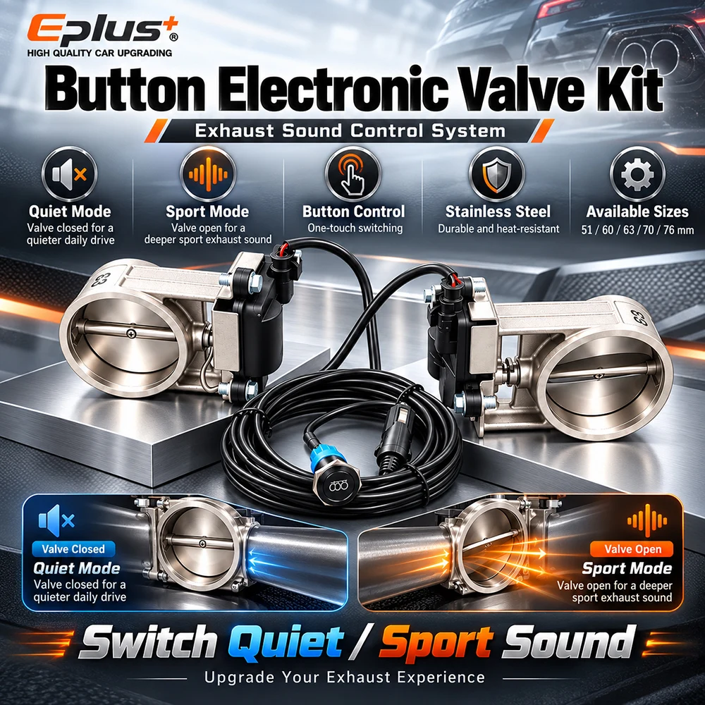 EPLUS Universal mit Tastenschalter Edelstahl Elektrisches Auspuffventil-Kit Auto-Auspuffrohr Elektronisches Schalldämpferventil – Detail 4