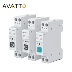 AVATTO Tuya WiFi/ZigBee Smart Circuit Breaker With Power Monitor Metering 1P 63A DIN Rail For Wireless Remote Control Switch