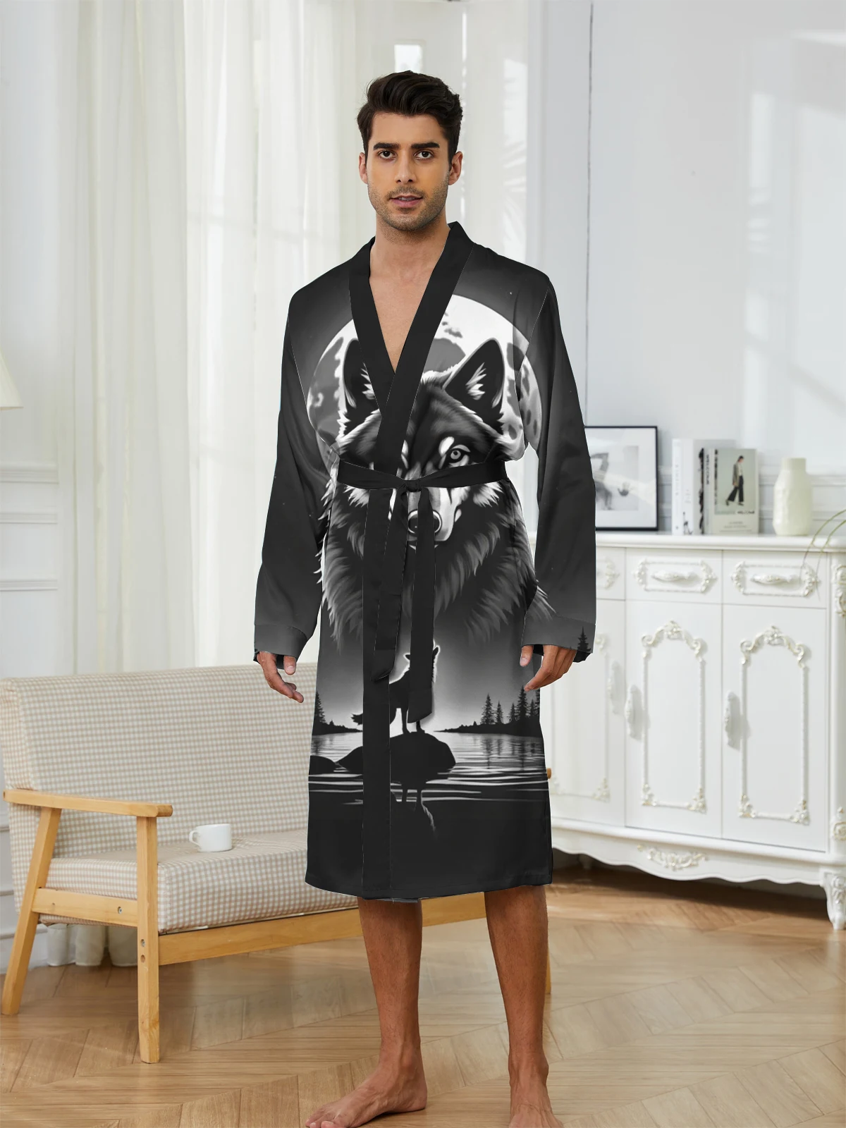 1pcs Men's Robes 2026 Spring/Summer Graphic Sleepwear Bathrobe 3D Printed Bathrobe men Breathable Robes Funny pajamas