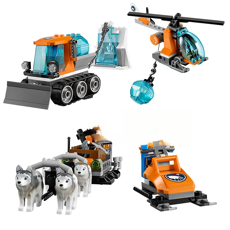 City Series Arctic lcebreaker Boat Building Blocks Snowmobile Motorcycle Airplane Ship Bricks Toys For Boys Birthday Gifts