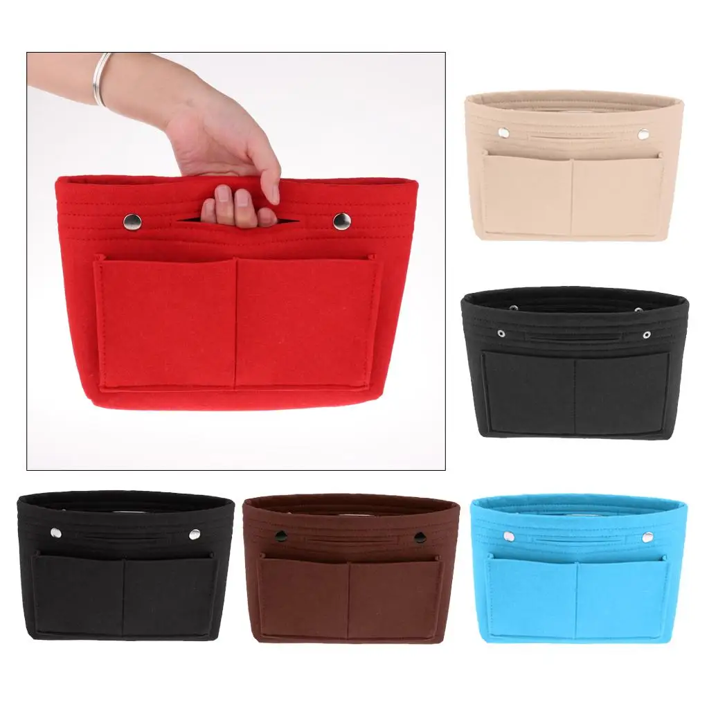 Practical Lady Handbag Organizer Bag Purse Insert Bag Felt multiple pocket Tote 30 x 20cm