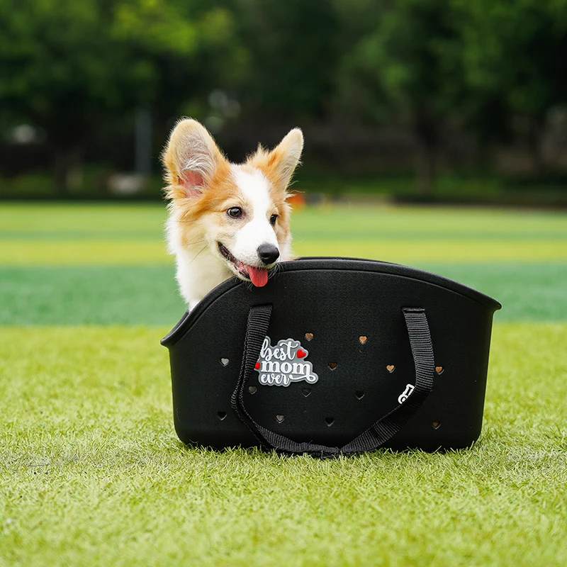 Mochila EVA cómoda con bolsillo abierto para mascotas, bolsa para perros y gatos, para viajes al aire libre, portátil, impermeable, fácil limpieza, con asa para mascotas