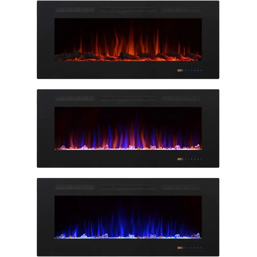 Camino elettrico da incasso da 50 pollici per soggiorno con controllo touch screen Funzionamento remoto Logset di protezione da surriscaldamento