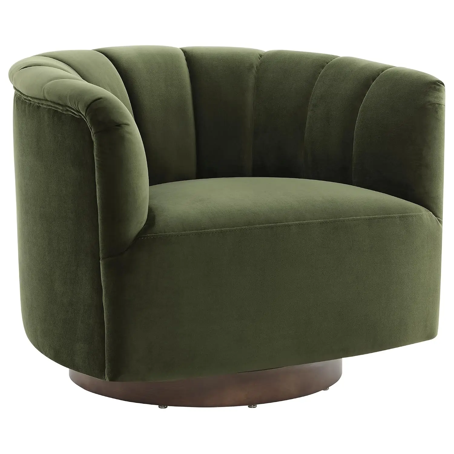 Channel-Tufted Swivel Accent Chair, Fully Assembled, Forest Green, Customized