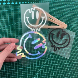 1PC Round Smiling Face Funny Motorcycle Stickers Waterproof for Motorbike Fuel Tank Helmet Fairing Electric Scooter Vinyl Decals