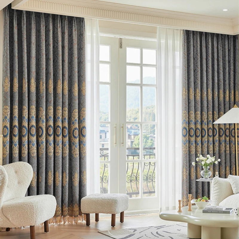 

New European Retro Cortinas for Liviing Dining Room Bedroom Luxury Chenille Blackout Cortinas Finished Cortinas Decor Customize