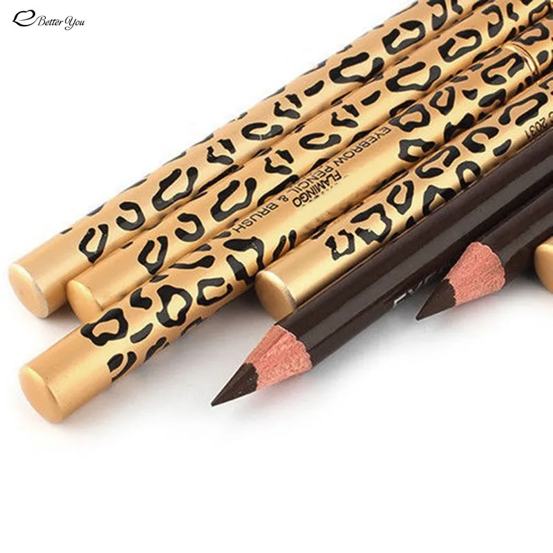 5 Colors Sexy Leopard Double-Head Eyebrow Pencil Brush Makeup Natural Professional Waterproof Long-Lasting Eye Brow Cosmetic