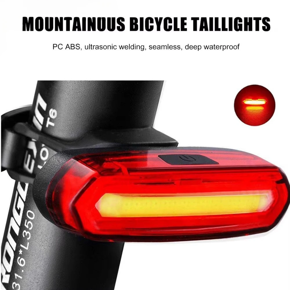 Bike Rear Tail Light USB Rechargeable Red LED Bright Taillights Fit on Any Bicycle/Helmet Easy To Install for Cycling Safety