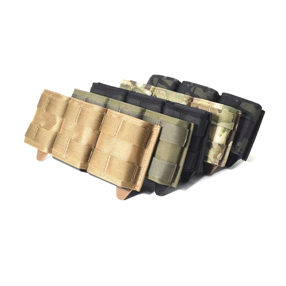 Outdoor Vest Triple Magazine Pouch 5.56 + 5.56 + 5.56 System Side Mag Pouch Clip Bags Holder Pocket