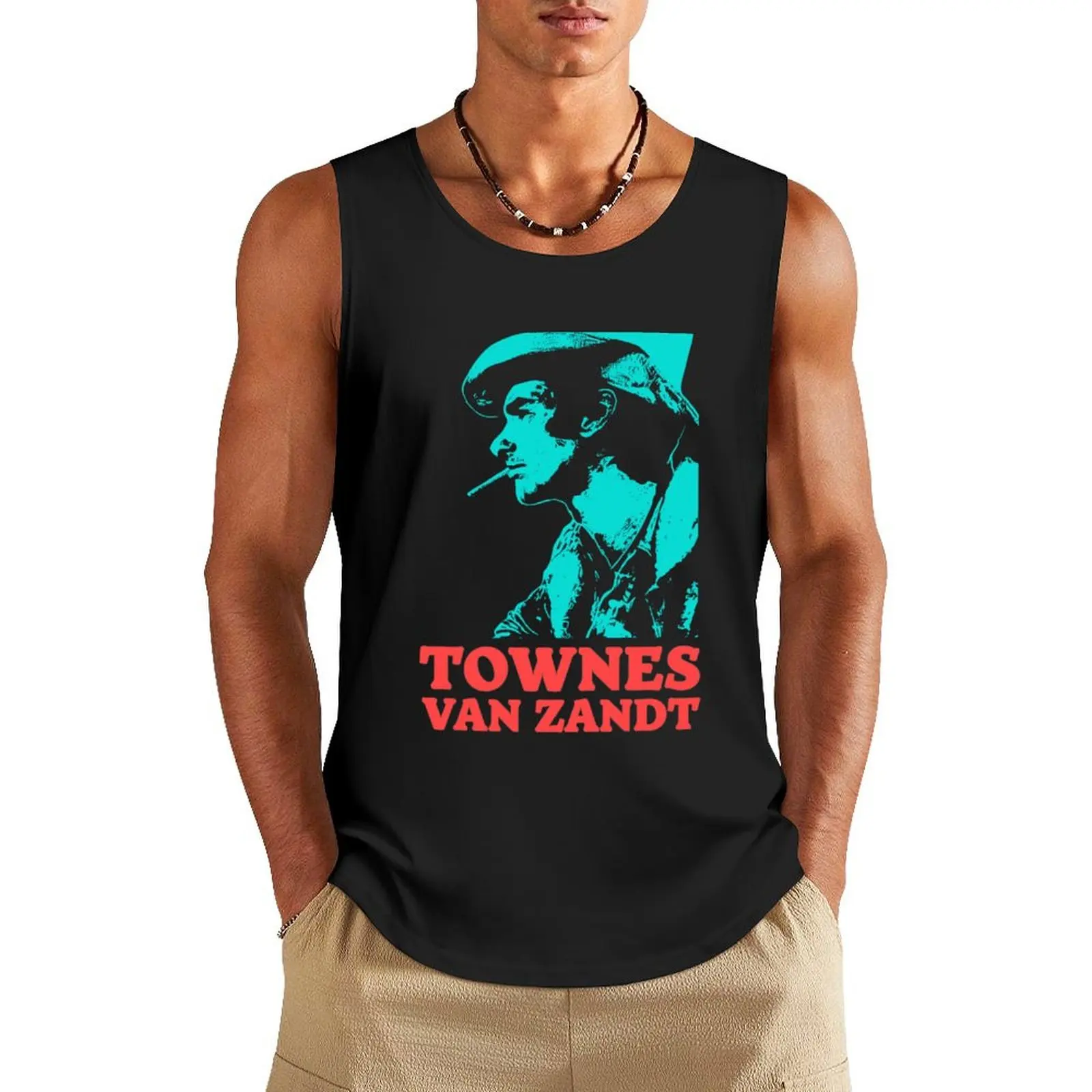 

Townes Van Zandt _amp_ Art Tank Top Men's gym t-shirt sleeveless shirts Men's sleeveless gym shirts basketball clothing