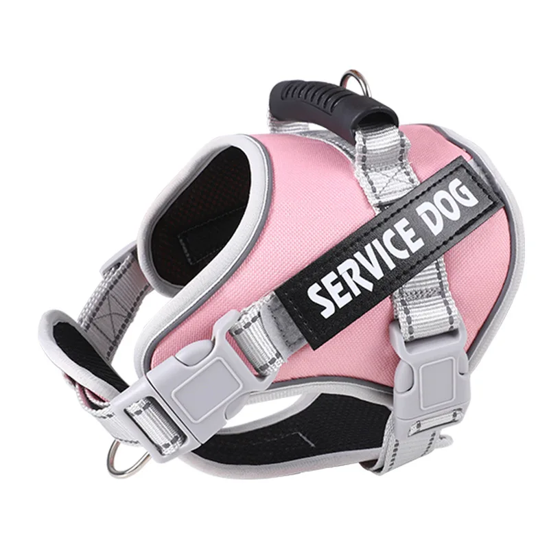 L-XXL Large Service Dog Harness Pet Control Reflective Collar Soft Vest Removable Patches Emotional Support Therapy Dog