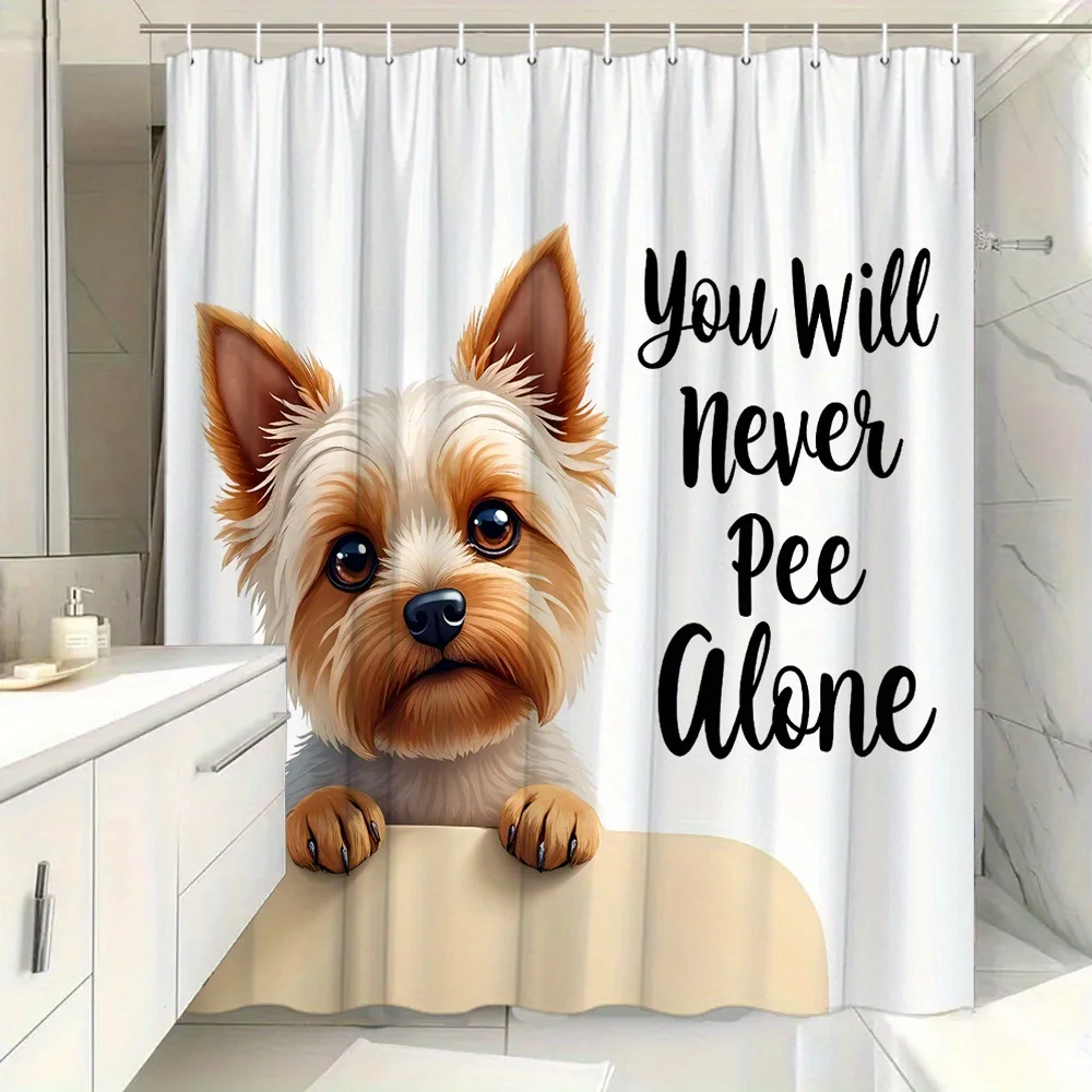 1pc Adorable Yorkshire Terrier Shower Curtain - 