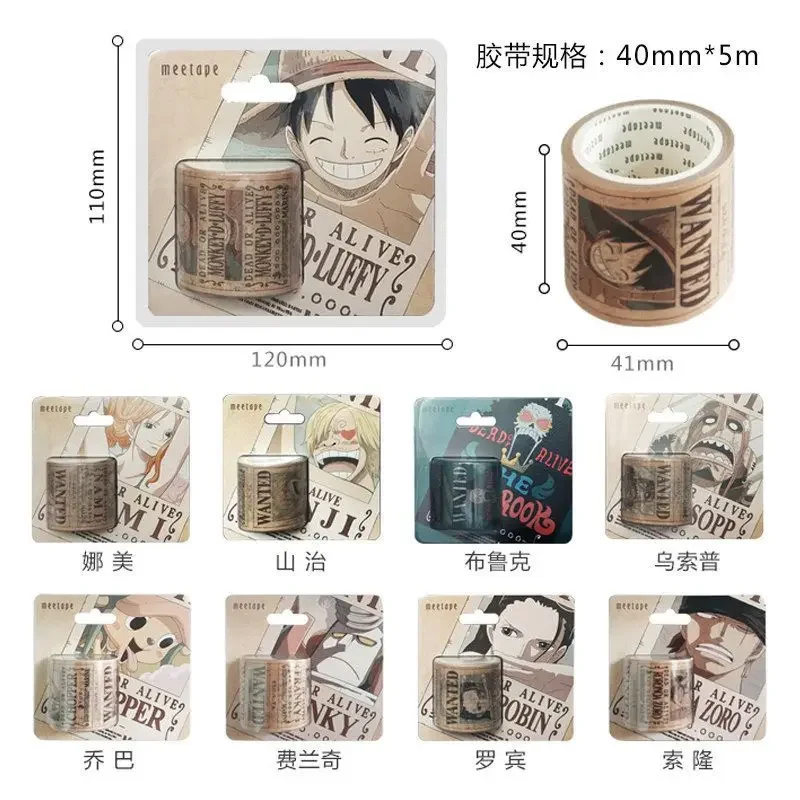 One Piece Washi Tape Handbook Sticker Cartoon Luffy Zoro Sanji Chopper One Piece Wanted Order Birthday Gift Random