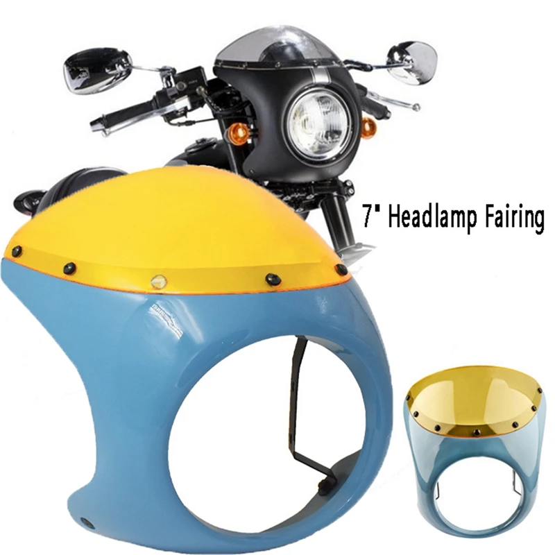 

Motorcycle Headlight Fairing Wind Screen Cover Retro Cafe Racer 7 Inch Headlight Fairing