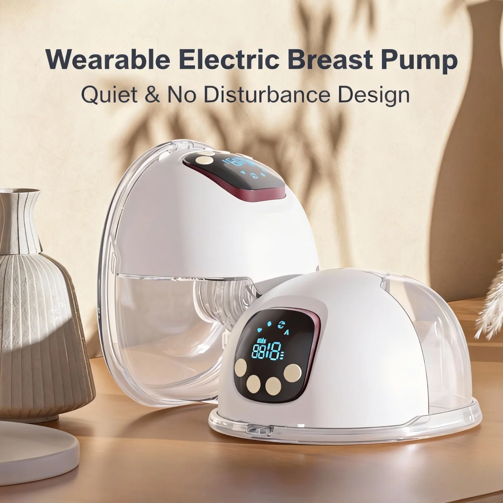 Portable Double Wearable Electric Breast Pump Hands-Free Milk Extractor 4 Modes 60 Levels Silent LED with Case for Breastfeeding