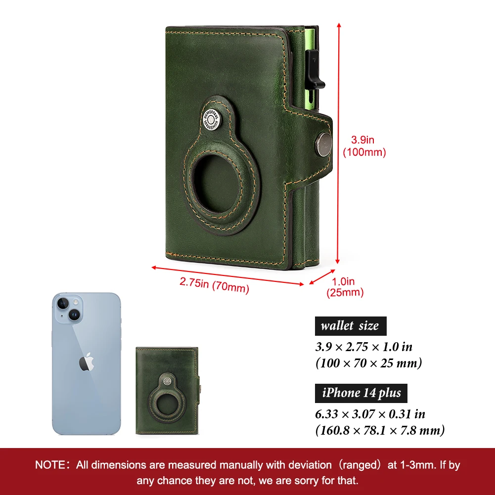 2023 New RFID Blocking Card Holder Cowhide Leather Men Wallet Aluminum Antimagnetic Card Purse for Women with Anti-lost AirTag