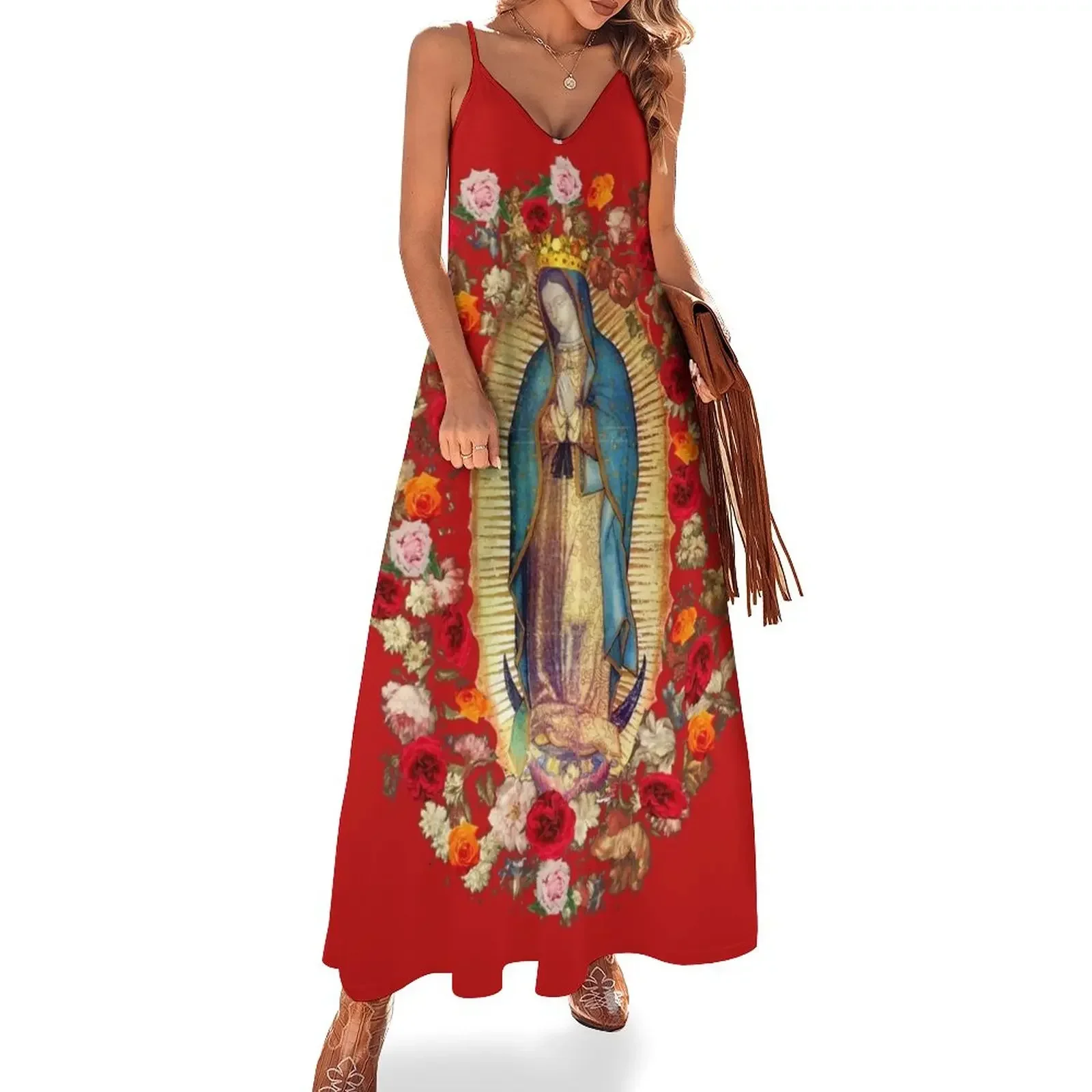 

Our Lady of Guadalupe Mexican Virgin Mary Mexico Catholic Saint Sleeveless Dress summer dress women 2024 Dress