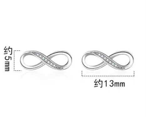 925 Sterling Silver Infinity Symbol Stud Earrings for Women Dazzling CZ Stone Geometric Earrings Jewelry Gift BSE542