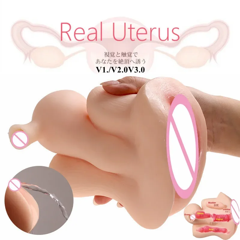 Male Soft Uterus Masturbator Vagina Cup Real Model Female Real Vagina For Men Anal Sex Deep Uterus Sex Prostate Stimulate Sextoy