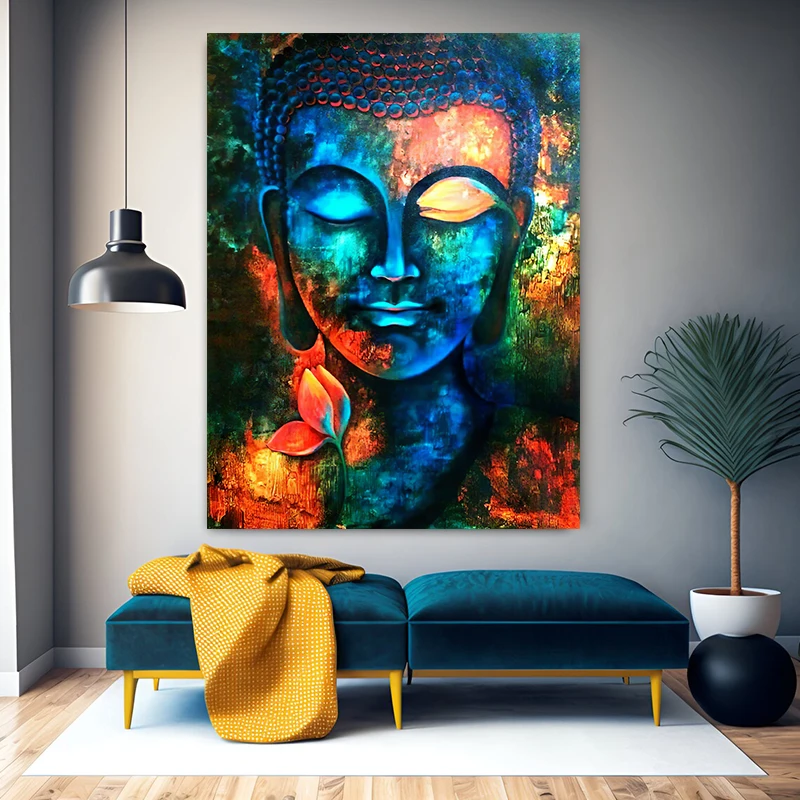 

Buddhism Head Portrait of Buddha Canvas Painting Art Abstract Posters and Prints Wall Art Pictures for Living Room Home Decor