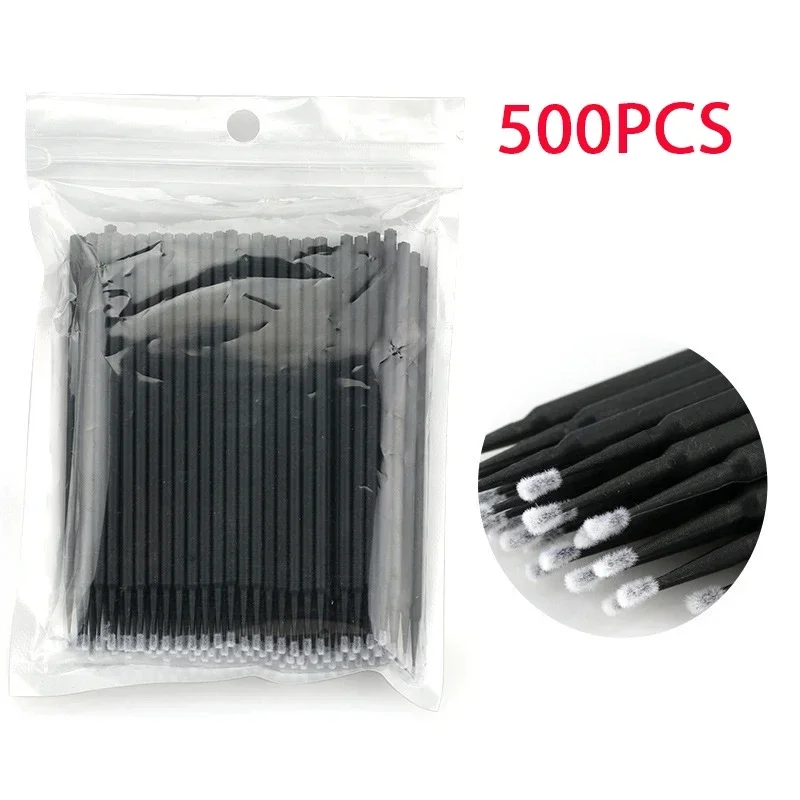 500/1000PCS Wimperborstels Wattenstaafje Micro Individuele Wimpers Microbrush Verwijderen Schoonmaken Lash Extensions Meubi - afbeelding 1