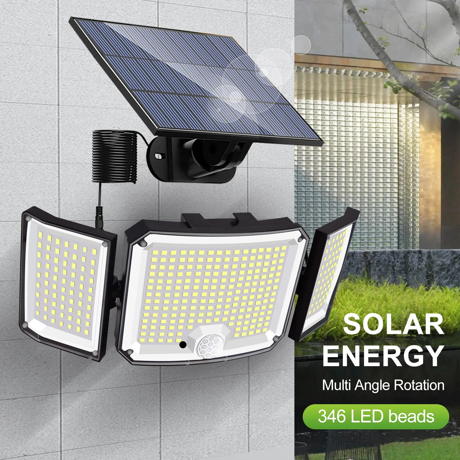 

346 LED Solar Lamp Outdoor Motion Sensor Solar Flood Lights with Remote Control IP65 Waterproof Security Lights for Outside