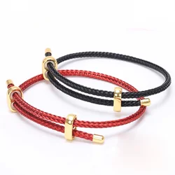 Fashion Leather Wirerope Bracelets  Fold-Over Clasp Adjustable DIY Hand Jewelry Accessories Best Gifts For Men Women