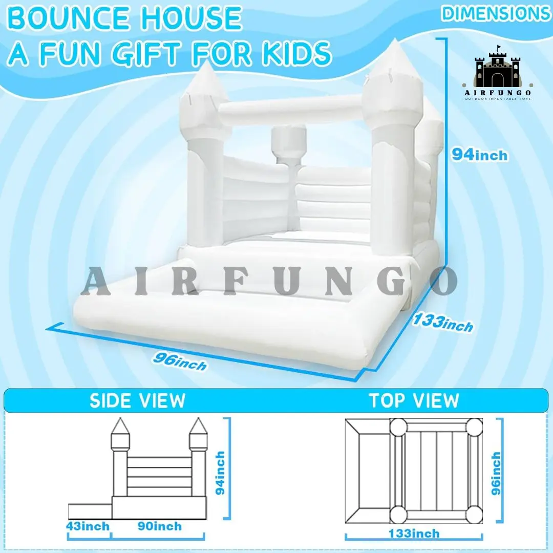 10x8 kaki balita pesta tiup putih bouncing rumah dengan perosotan dan lubang bola kustomisasi Oxford bouncing Castle termasuk Blower