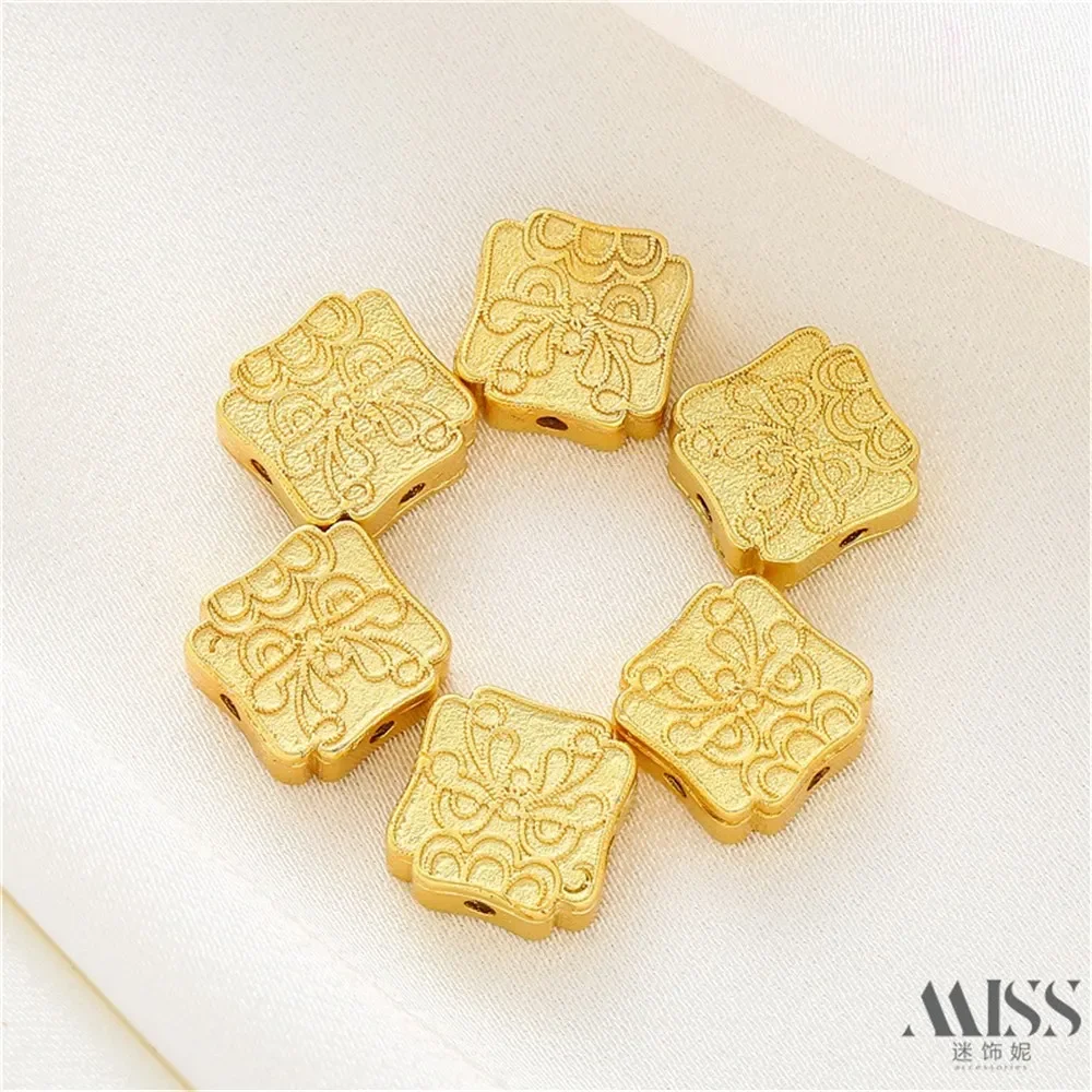 

18K Sand Gold Lion Cross Through Hole Bead Diy Accessories Loose Beads Handmade Bracelet Necklace Jewelry Material