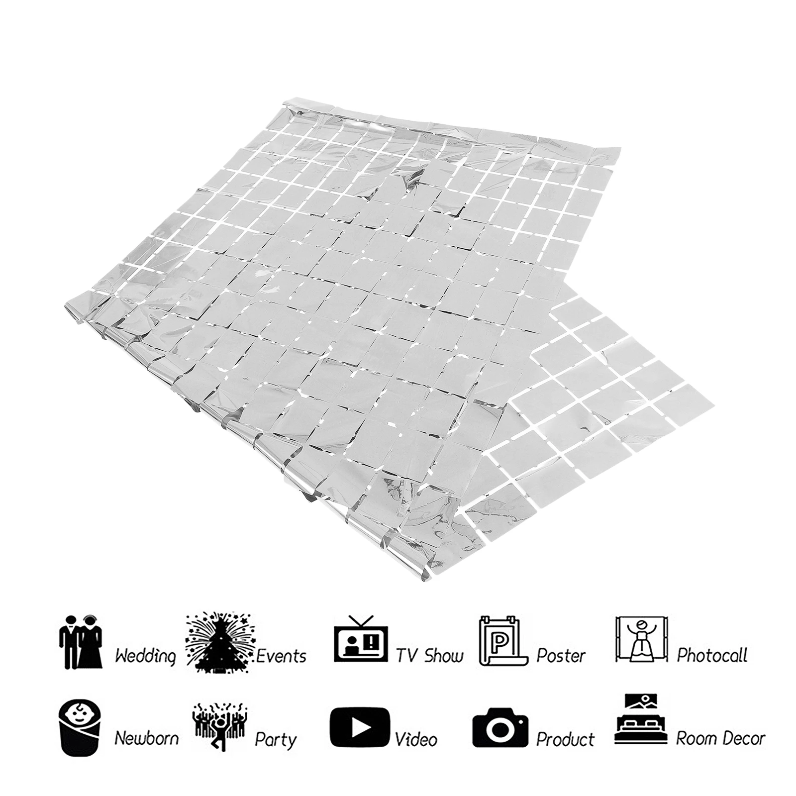 

2pcs Premium Tinsel Foil Fringe Curtains Wall Backdrop Decor Birthday Party Wedding Ceremony Stage Shower Bridal Shower