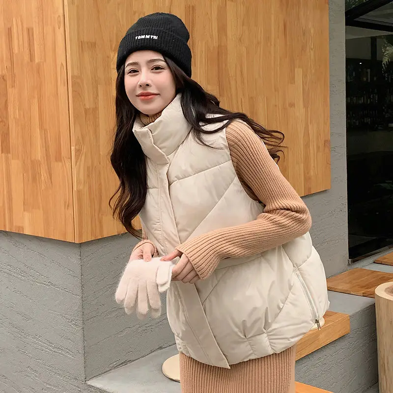 

2024 Fashion Cotton Vest Women Sleeveless Jacket Down Autumn Winter Korean Female Waistcoat Jackets J17