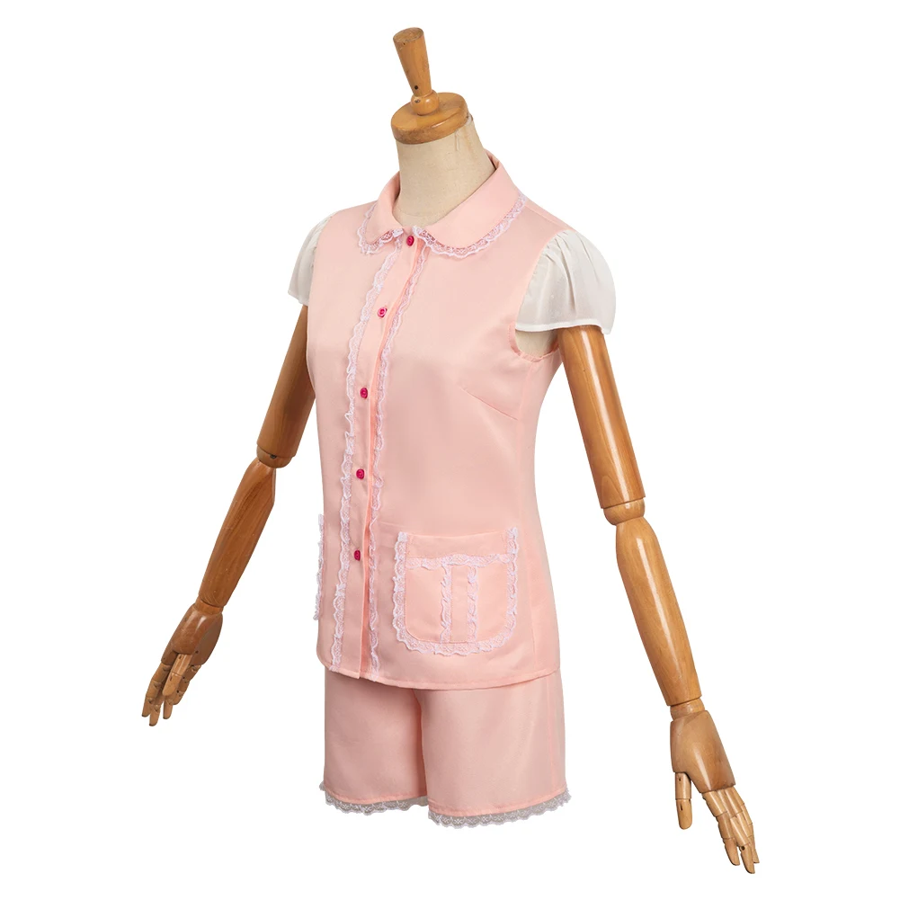 Barbei-traje de pijama cosplay feminino, pijama rosa, camisa de duas peças, shorts, bandana, roupa para meninas, carnaval, Halloween