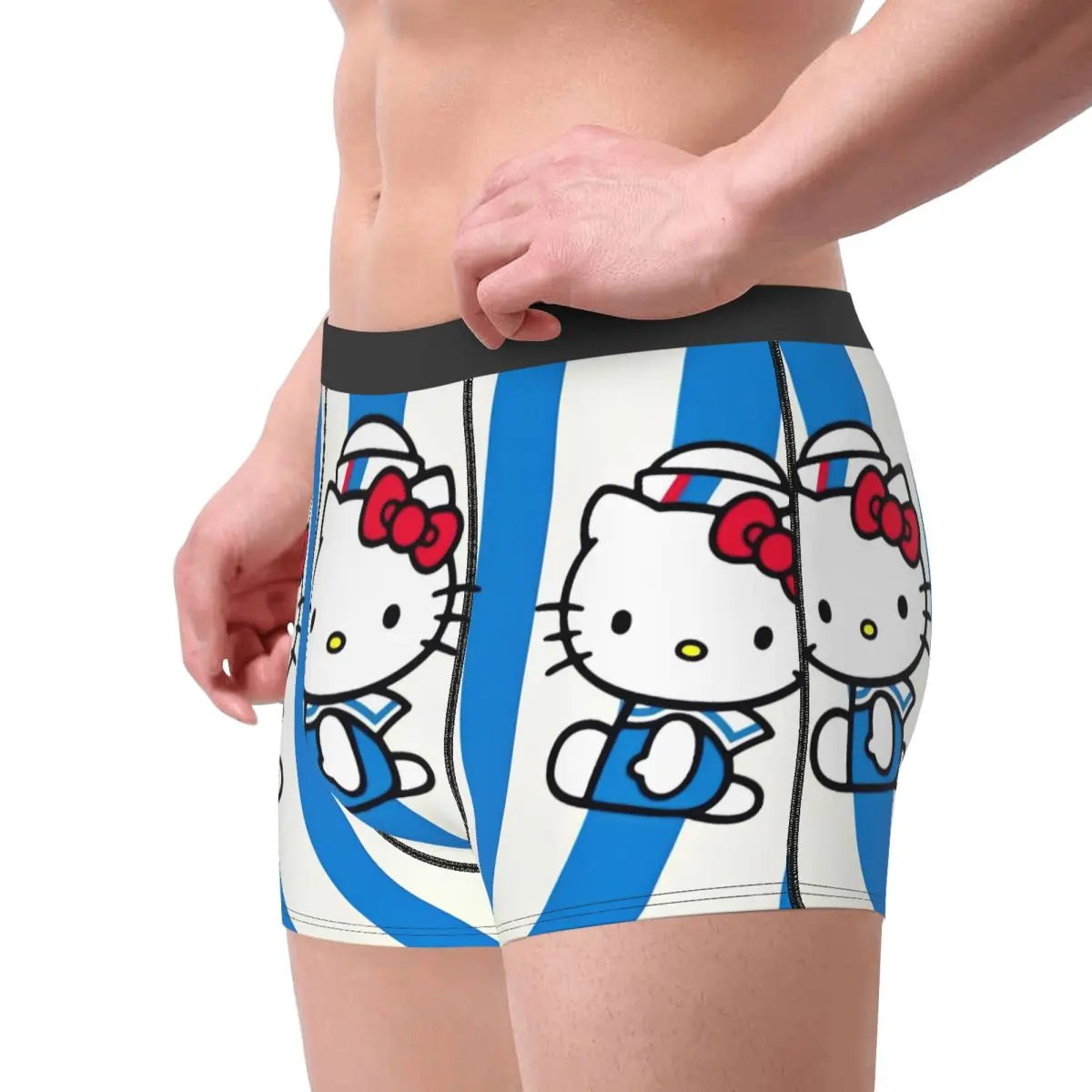 Man Hello Kitty Sailor Underwear Sexy Boxer Briefs Shorts Panties Homme Breathable Underpants S-XXL